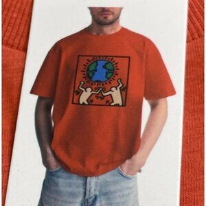 NEW Keith Haring Men's XL Red Graphic T-Shirt 100% Cotton